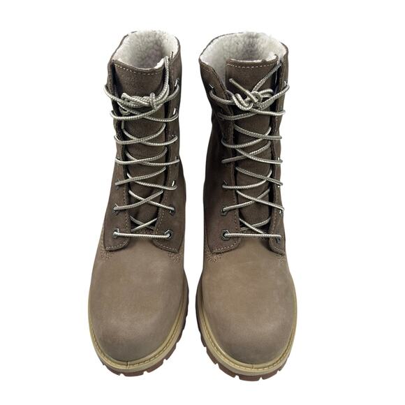 Timberland Roll Top Boots Womens 7 M Light Brown Nubuck Warm Lined Fleece WP - Picture 8 of 13